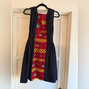 Les Enfant Sauvages Dress M Made in Canada African eye Wax Print Panel A Line